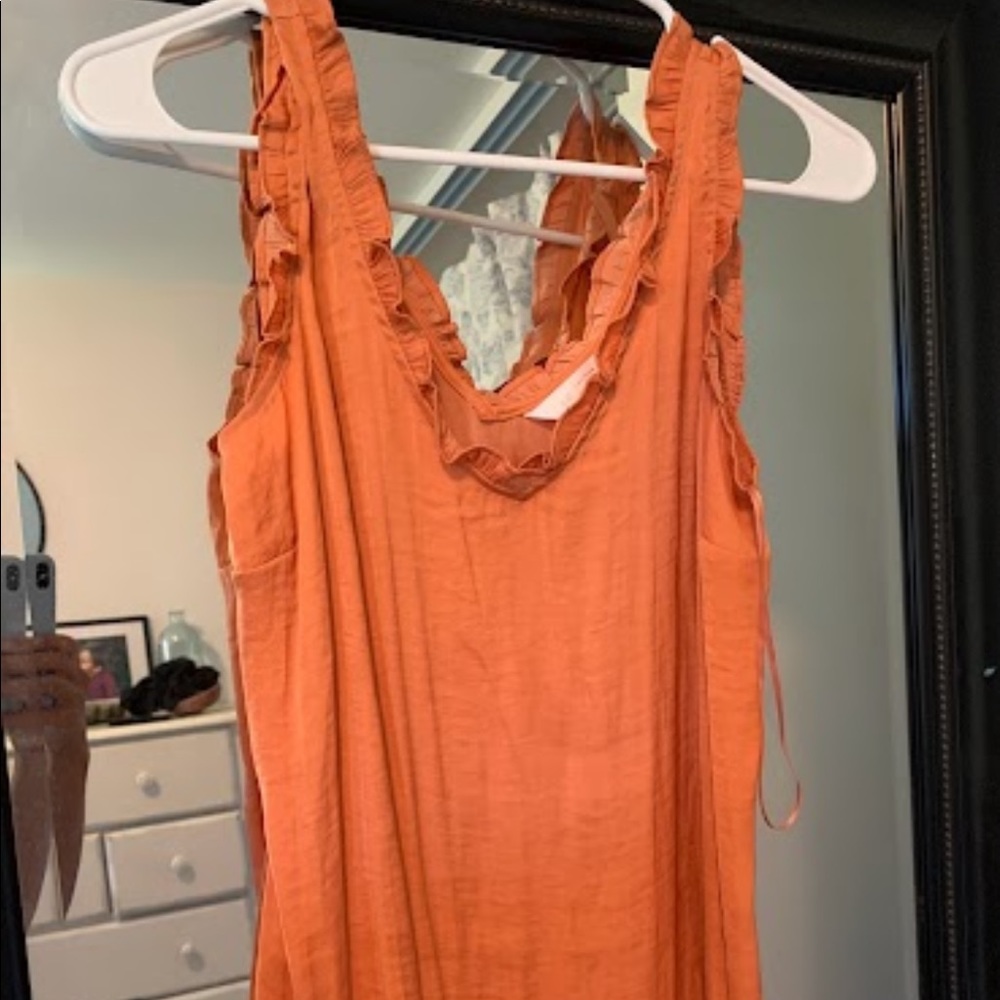 Coral silk tank top